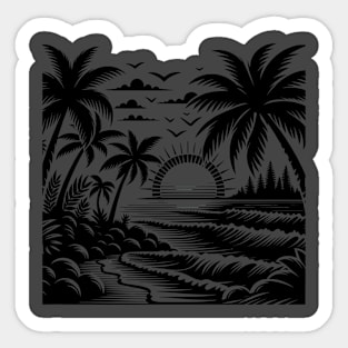 Sunset and Palms Tropical Paradise Escape Sticker